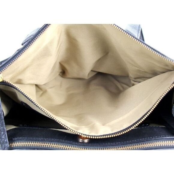 T Tahari BLACK GENUINE LEATHER THREE COMPARTMENTS BUSINESS TOTE SHOULDER BAG - Picture 11 of 16